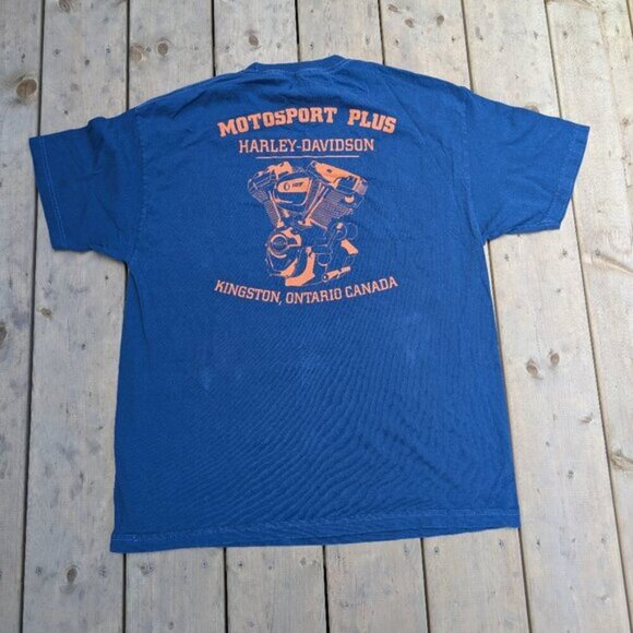 Harley Davidson Men's Blue Panheads Forever Graphic Print Pullover T-Shirt - Picture 2 of 6